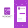 Business Logo for monitoring, health, heart, pulse, Patient Report. Vertical Purple Business / Visiting Card template. Creative