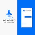 Business Logo for Rocket, spaceship, startup, launch, Game. Vertical Blue Business / Visiting Card template Royalty Free Stock Photo