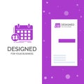 Business Logo for schedule, classes, timetable, appointment, event. Vertical Purple Business / Visiting Card template. Creative