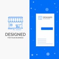 Business Logo for shop, store, market, building, shopping. Vertical Blue Business / Visiting Card template