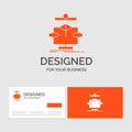 Business logo template for Algorithm, chart, data, diagram, flow. Orange Visiting Cards with Brand logo template