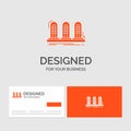 Business logo template for amplifier, analog, lamp, sound, tube. Orange Visiting Cards with Brand logo template