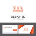 Business logo template for amplifier, analog, lamp, sound, tube. Orange Visiting Cards with Brand logo template
