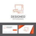 Business logo template for audio, card, external, interface, sound. Orange Visiting Cards with Brand logo template Royalty Free Stock Photo