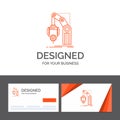 Business logo template for Automation, factory, hand, mechanism, package. Orange Visiting Cards with Brand logo template