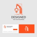 Business logo template for Automation, factory, hand, mechanism, package. Orange Visiting Cards with Brand logo template