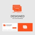 Business logo template for Banking, card, credit, debit, finance. Orange Visiting Cards with Brand logo template