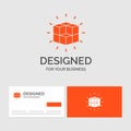 Business logo template for box, labyrinth, puzzle, solution, cube. Orange Visiting Cards with Brand logo template