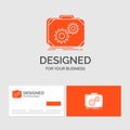 Business logo template for Briefcase, case, production, progress, work. Orange Visiting Cards with Brand logo template Royalty Free Stock Photo