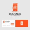 Business logo template for data, information, mobile, research, science. Orange Visiting Cards with Brand logo template