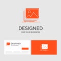 Business logo template for gallery, image, landscape, nature, photo. Orange Visiting Cards with Brand logo template