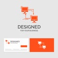 Business logo template for local, lan, connection, sync, computer. Orange Visiting Cards with Brand logo template Royalty Free Stock Photo