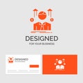 Business logo template for Business, man, avatar, employee, sales man. Orange Visiting Cards with Brand logo template