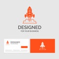 Business logo template for Rocket, spaceship, startup, launch, Game. Orange Visiting Cards with Brand logo template Royalty Free Stock Photo