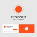 Business logo template for sun, weather, sunset, sunrise, summer. Orange Visiting Cards with Brand logo template