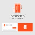 Business logo template for sync, synchronization, data, phone, smartphone. Orange Visiting Cards with Brand logo template