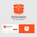 Business logo template for upload, performance, productivity, progress, work. Orange Visiting Cards with Brand logo template