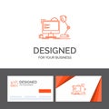 Business logo template for workplace, workstation, office, lamp, computer. Orange Visiting Cards with Brand logo template