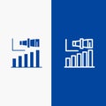 Business, Long, Modern, Term, Vision Line and Glyph Solid icon Blue banner Line and Glyph Solid icon Blue banner