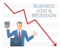 Business loss and recession flat vector concept illustration