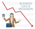 Business loss and recession flat vector concept illustration