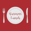 Business lunch concept on a red background