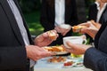 Business lunch in the garden Royalty Free Stock Photo