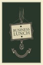 Business lunch menu with fork and picture frame