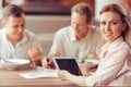 Business lunch at restaurant Royalty Free Stock Photo