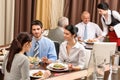 Business lunch restaurant people eating meal Royalty Free Stock Photo