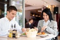 Business lunch restaurant people eating meal Royalty Free Stock Photo