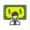 Business Makes Dollar Color Icon Illustration Design