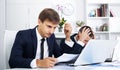 Business male assistants making mistake Royalty Free Stock Photo