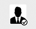 Business Man, Accepted Account Icon, Avatar Icon - Vector Illustration Isolated On Transparent Background Royalty Free Stock Photo