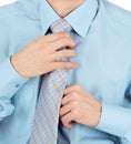 Business man adjust beautiful new tie Royalty Free Stock Photo