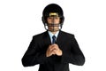Business man american football helmet Royalty Free Stock Photo