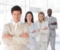 Business man with arms folded with Business Team Royalty Free Stock Photo