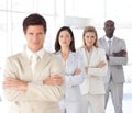 Business man with arms folded with Business Team Royalty Free Stock Photo