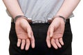 Business man arrested with handcuffs on his back Royalty Free Stock Photo