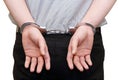 Business man arrested with handcuffs on his back Royalty Free Stock Photo