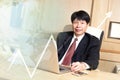 Business man asian manager senior age siting on desk look elegant Royalty Free Stock Photo