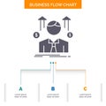 Business, man, avatar, employee, sales man Business Flow Chart Design with 3 Steps. Glyph Icon For Presentation Background