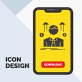 Business, man, avatar, employee, sales man Glyph Icon in Mobile for Download Page. Yellow Background