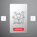 Business, man, avatar, employee, sales man Line Icon in Carousal Pagination Slider Design & Red Download Button