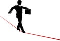 Business Man Balance Act on Risk Tightrope Royalty Free Stock Photo