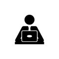 business man behind laptop icon. Element of people at work icon for mobile concept and web apps. Detailed business man behind lapt Royalty Free Stock Photo