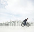 Business man on a bicycle