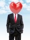 Business man with big heart instead of head Royalty Free Stock Photo