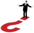 Business man and big red question mark Royalty Free Stock Photo
