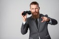 Business man with binoculars Royalty Free Stock Photo